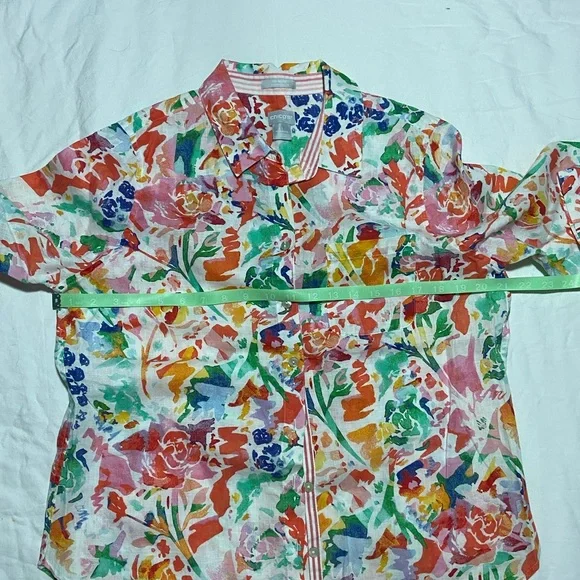 Chico's Colorful Linen Button-Up Blouse - Picture 5 of 7